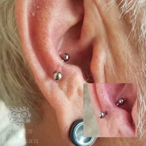 Fresh snug/anti-tragus piercing with some implant grade titanium goodness from @anatometalinc. Im @s