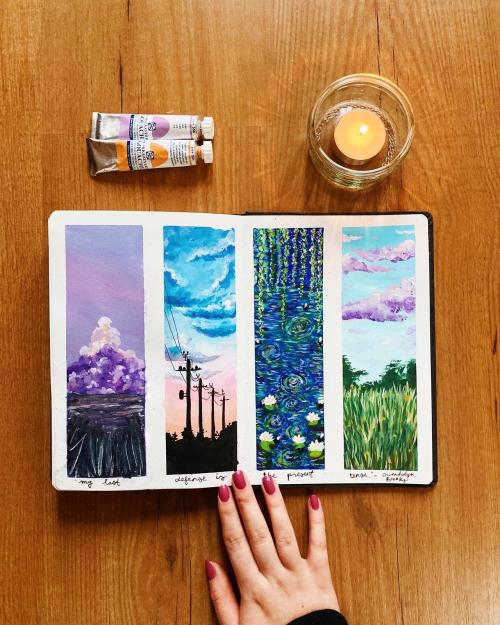 here’s to the bright art journal spreads that I’ve created! if you want to support my wo