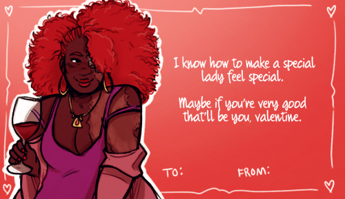 prydon: since valentine’s day is next week, here you go. have some junoverse valentines![ID: a set o