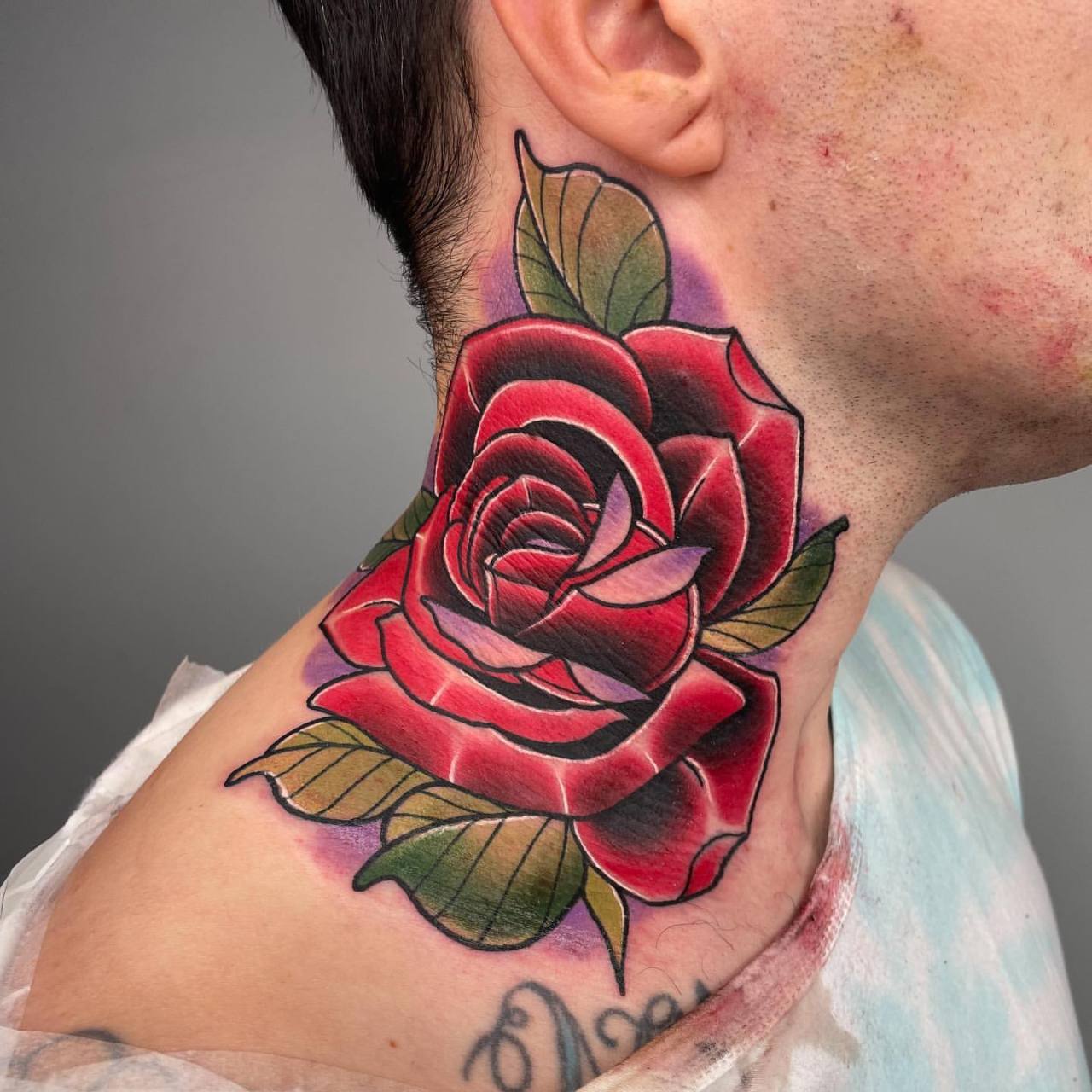 Neck Grey Rose Tattoo  Best Tattoo Ideas Gallery