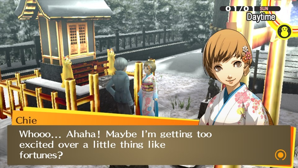 Yu and Chie simultaneously drawing &ldquo;Great Blessing&rdquo; fortunes
