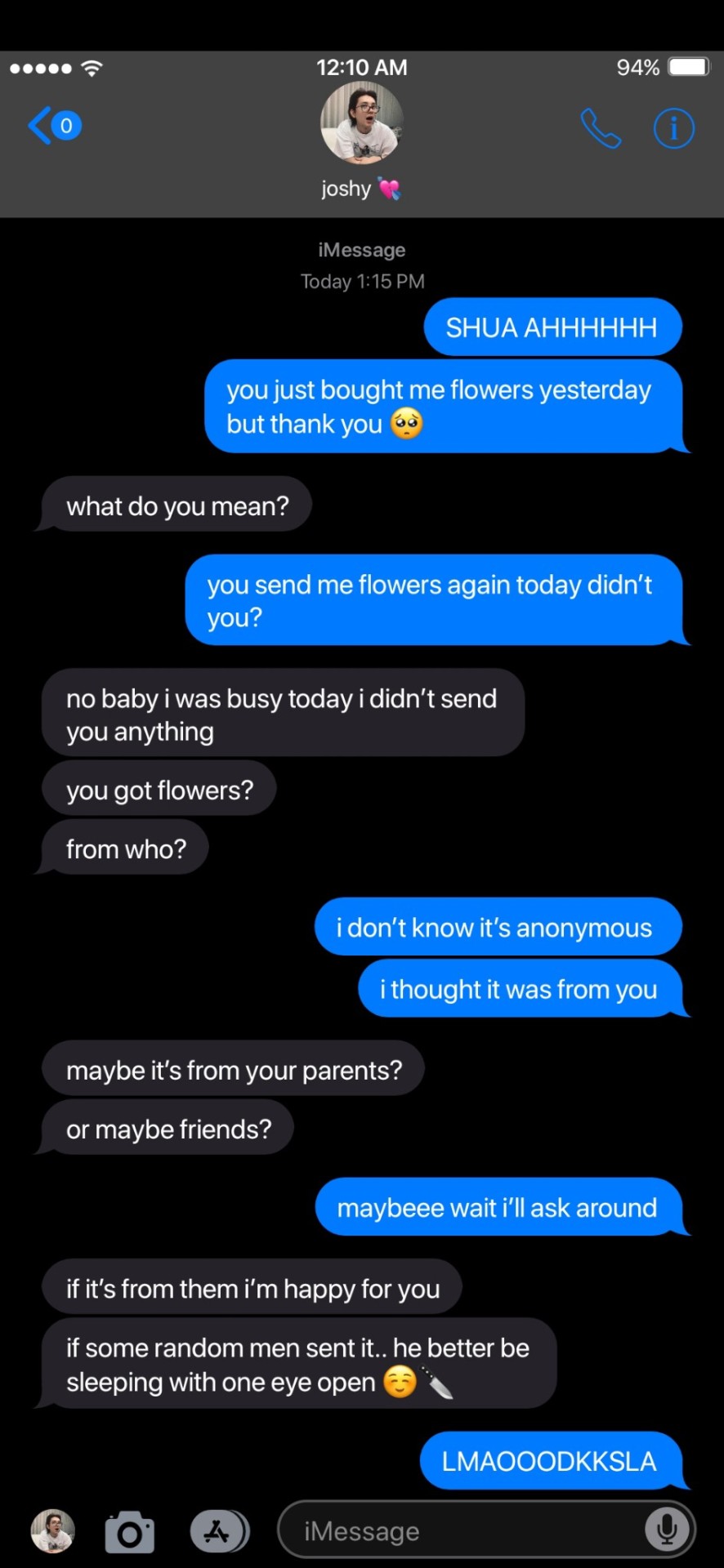 Members Reaction If Their S/o Texted "thank You For The Flowers" But They Didn't Send Any. Been Thinking
