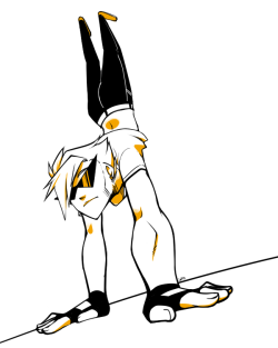  prompt; dirk standing on his hands 