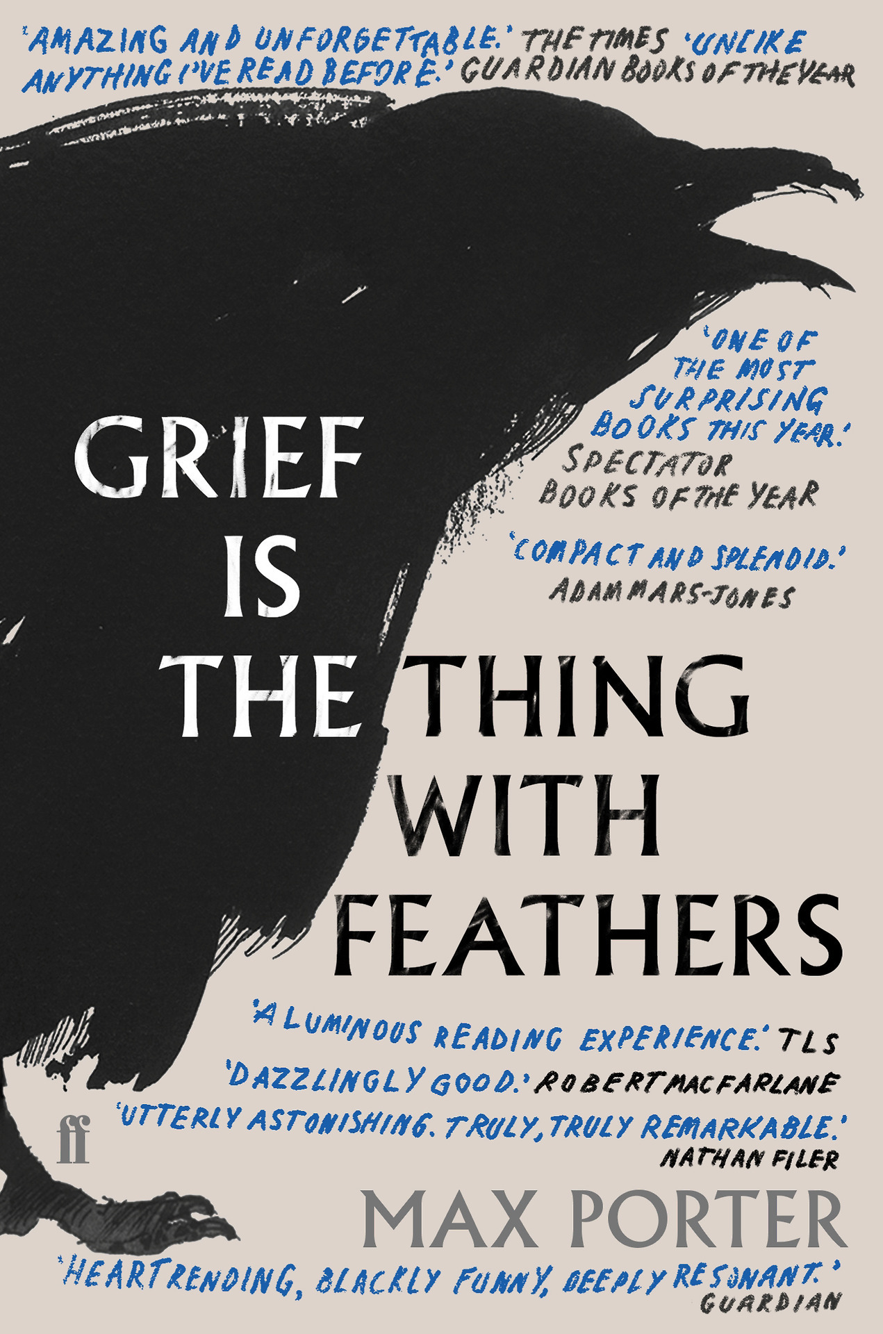 Finished #reading Grief is the Thing with Feathers, by Max Porter.
Basically, everything it says on the cover is 100% true. Luminous, amazing, splendid, dazzling, astonishing, heartrending, funny.
Also: compact. Really it’s a novella rather than a...