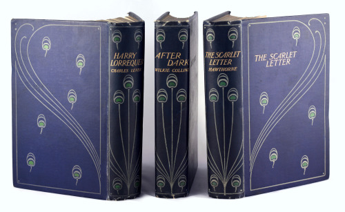 art nouveau original cloth bindings - three volumes from the series of 21 in the Talwin Morris Roxbo