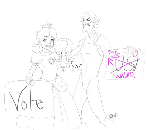 Super quick doodle to tell people to vote for the next characters you want to see in the next Smash 