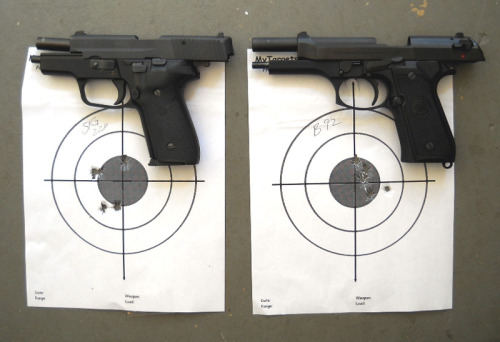 schweizerqualitaet: SIG-Sauer P228 and Beretta 92 FS at 15 yards www.clcweb.net/Shooting/SIG_