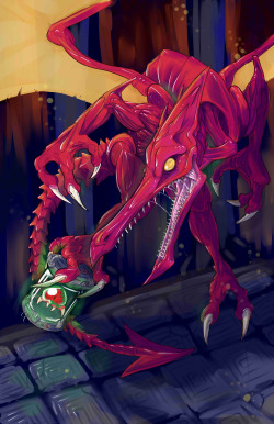 jugglingdinosaur:  Finished Ridley print!Please watch me on DA too for more art!http://jugglingdino.deviantart.com/