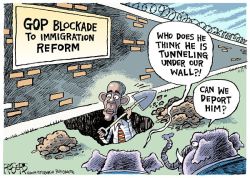 cartoonpolitics:  U.S. President Obama has said he is prepared to use his executive powers, allowing him to bypass Congress, to enact sweeping immigration reforms which are said to include deportation relief for upwards of 5 million people. .. (more here)