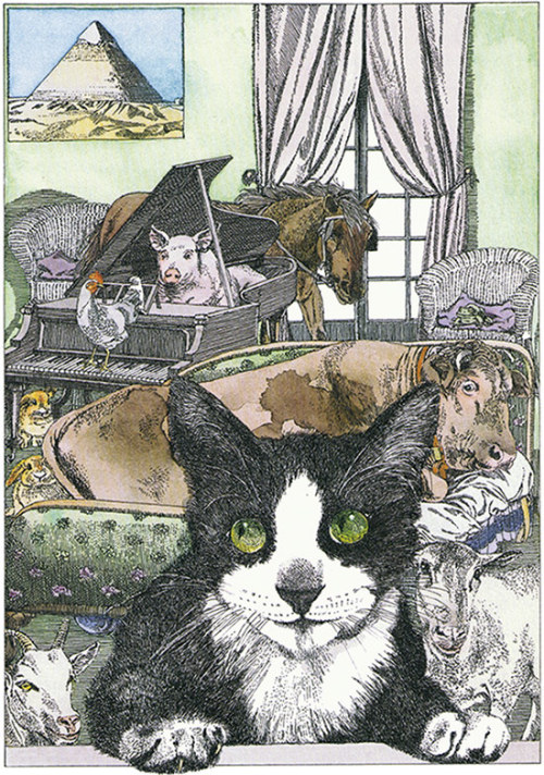 Klaus Ensikat (German, b. 1937, Berlin, Germany) - Illustrations from book Katzen by Axel Eggebrecht