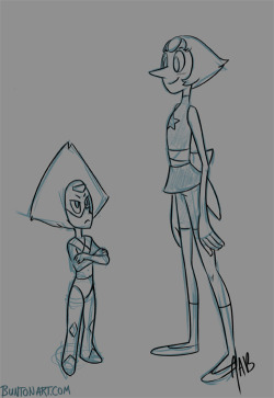 buntonart:  A rough sketch of Pearl and Peridot