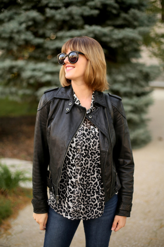 leopard, leather, Easy Outfit Idea