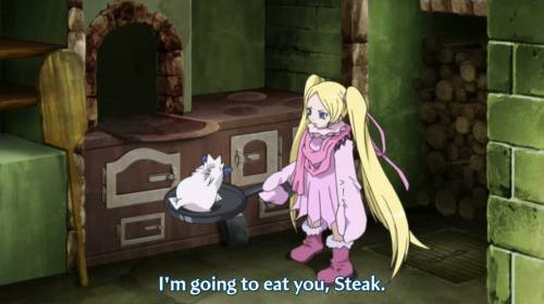 animebeauties:  Please stop trying to eat steak D: