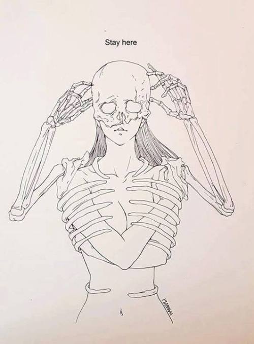 inspredwood: margothsheart: by Haenuli Shin Date a skeleton 2K17