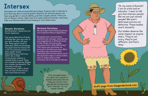 Intersex page from the forthcoming GENDER book version 2.0 - expanded and revised.[Koomah is in a ga