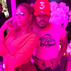 beyoncelovr:  Beyoncé with Chance the Rapper at her “Soul Train” themed birthday party!