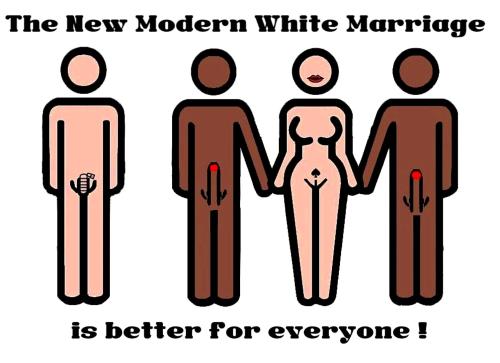betacuckbiitch:  shadowyenthusiastperson:  Oh absolutely!  This is an excellent depiction of what I have been talking about.  This is exactly how all modern day white marriages should be.  White women should go black as soon as they are able to legally. 