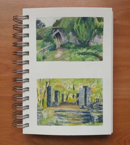 New sketchbook joy! #gouache #landscape #paintingstudy