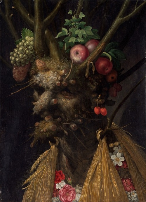 Fruit and vegetables portraits by Italian painter, Giuseppe Arcimboldo (1526-1593).