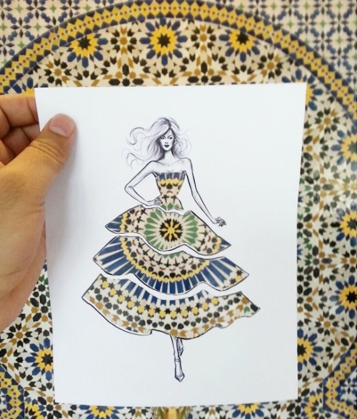 archatlas:  shamekh شامخ  Art, architecture and fashion collide in the best possible way in the the work by shamekh شامخ, an architect and fashion illustrator that has found an ingenious way to combine both of his passions. Updated 16.01.13 