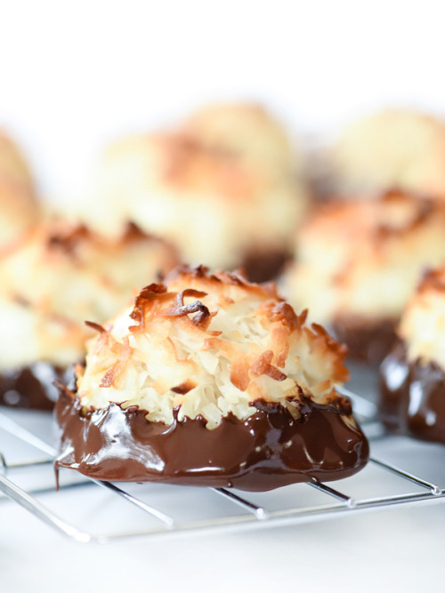 Porn photo foodffs:  Chocolate Dipped Coconut MacaroonsReally