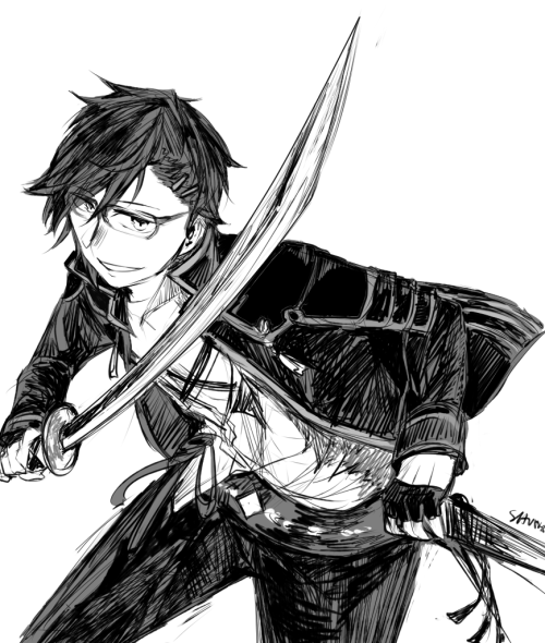 shunisnotamused:  i draw many swords part 6 - i compiled the ones i draw b/w with this sort of style and poses. 