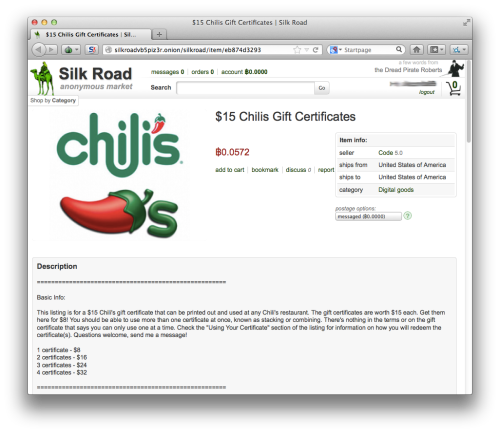 deepwebscreenshots:illegal chilis gift certificates