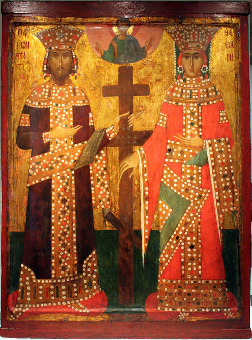 Sts. Constantine and Helena, Byzantine style icon