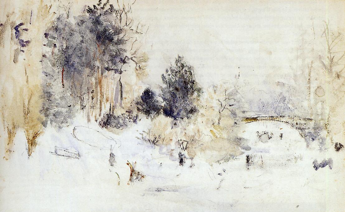 impressionsonmymind:  Berthe Morisot, Snowy Landscape, 1880, watercolor 