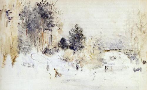 Berthe Morisot, Snowy Landscape, 1880, watercolor