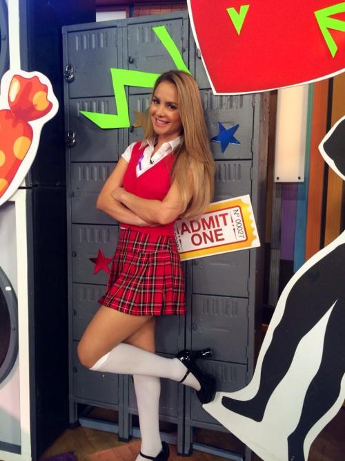 celebseverywhere:  Ximena Cordoba-Dressed as a Schoolgir celebseverywhere