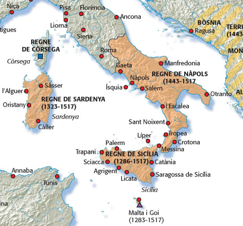 Mapa de l’imperi català mediterrani.