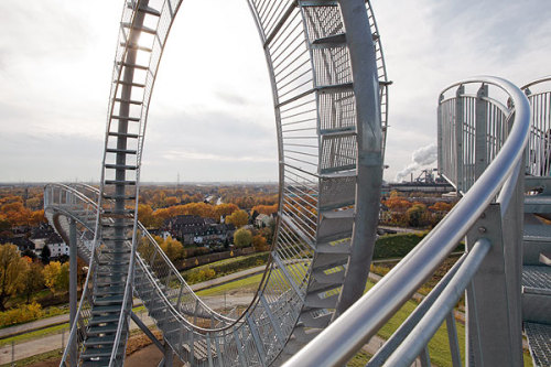 sixpenceee:In Duisburg, Germany there is a roller coaster you can actually walk on. It’s called Tiger & Turtle- Magic Mountain.  As you look closer you can see there is a portion that seems to go upside down. You can view a guy’s walkthrough