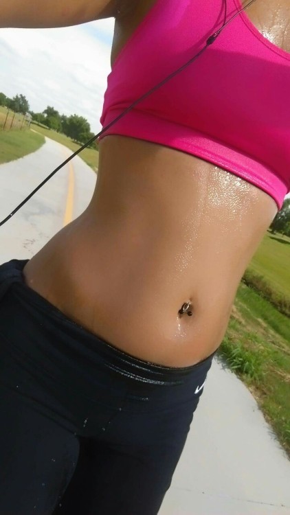 specialeditions69:  Wifey sending me these workout selfies…pierced nipples poking right thru