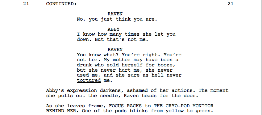 From Script to Screen: 601 “Sanctum” Scene 2and second we have the amazing Paige