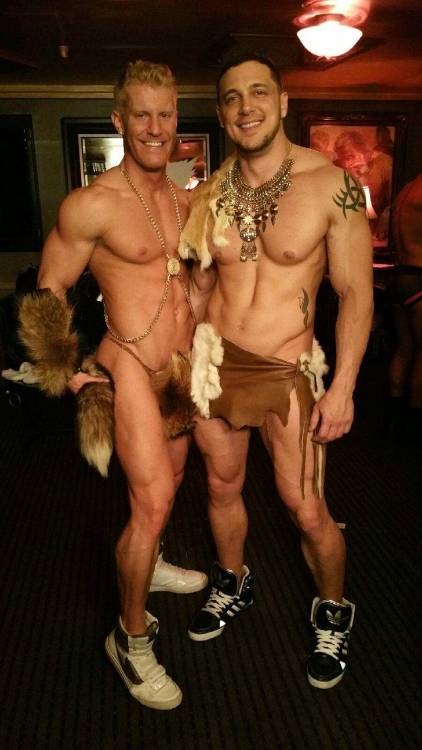 johnnyvmuscle:  Just TWO of the many wardrobe changes throughout the night! The first photo is of me and my man, Big Joey D, followed by myself working the FUCK out of these designer hot pants! What can I say… Hustlaball Las Vegas 2015 was a FUCKING