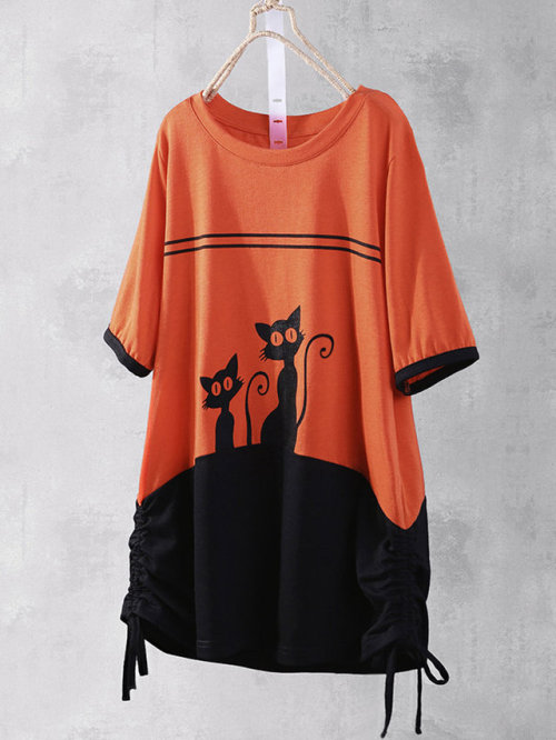 shadowyinfluencermuggle:Adorable Cartoon Print Cotton T-ShirtsUse Code: Daisy20NO.1      < (￣︶￣)&