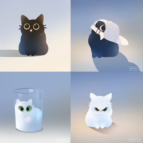 apofiss: Cuteest cats from internets I painted in April! ^_^