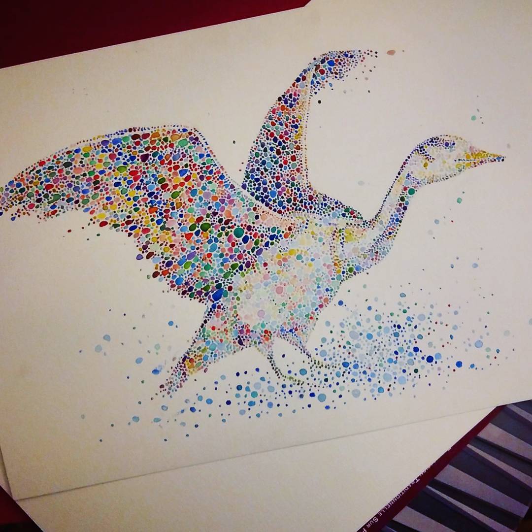 culturenlifestyle:  Rainbow Studded Animal Paintings Made With Dots by Ana Enshina