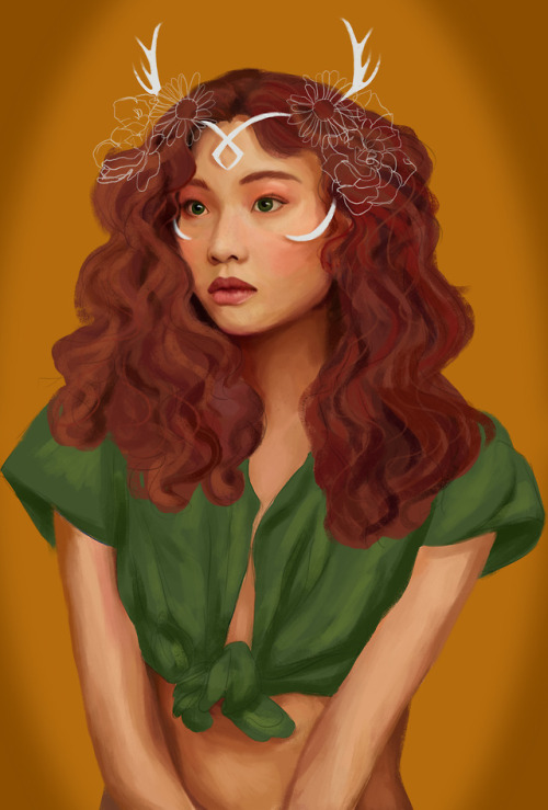 criticalnine:i have passed through fire.[image description: a realistic portrait of Keyleth from the waist up in front o