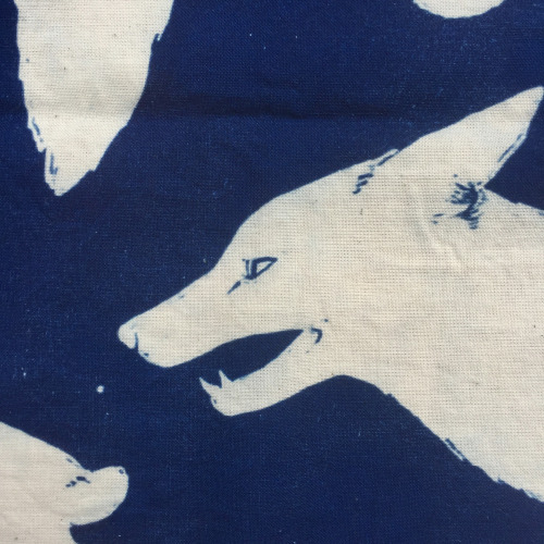 Tapestry nº 1. Guineus, conills, colobres i gripaus Cyanotype on cotton, 80 x 80 cmSecond piece of a