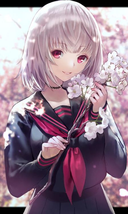Cute, anime girl, cherry blossom, school dress, 480x800 wallpaper @wallpapersmug : ift.tt/2F