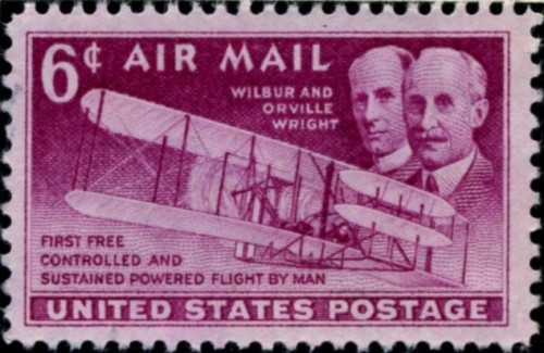 Wilbur and Orville Wright, First Free Controlled and Sustained Powered Flight by Man6¢ US Air Mail P