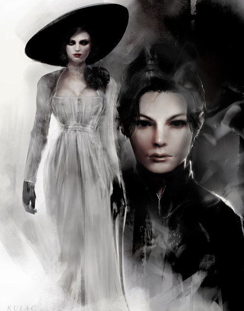 evilwvergil: Lady Dimitrescu and Donna Beneviento from Resident Evil : Village. 1 hour drawing pract