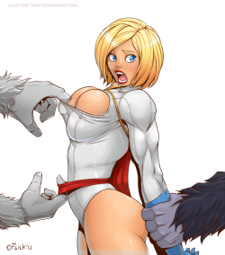 capescomicsandcowls:  Powergirl vs Gorillas by Flick-the-Thief