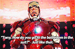 abookishfiend:  Blonde Girl: Tony! Remember me? Tony Stark: [walking by] Sure don’t. 