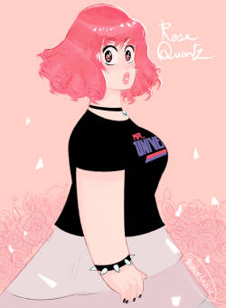 baixinha-su:  Rose Quartz with short hair &lt;3 