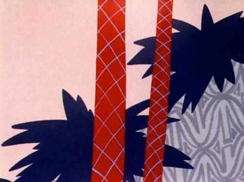 Backgrounds from Wackiki Wabbit (1943), a Bugs Bunny cartoon directed by Chuck Jones