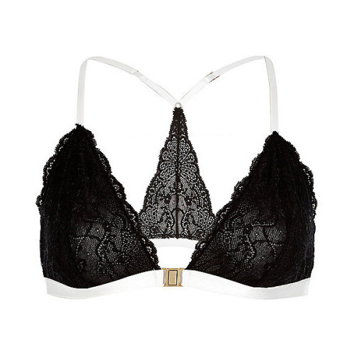 River Island Black lace clip front braBlack lace double strap knickers ❤ liked on Polyvore (see more