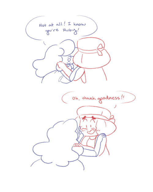 talyaperper:  Headcanon: Sapphire loves wordplay and Ruby is very literal. 